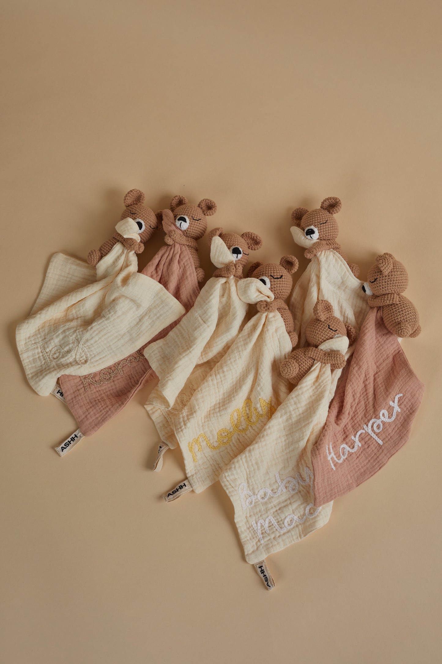 Hand Embroidered Cuddle Bear - Cream