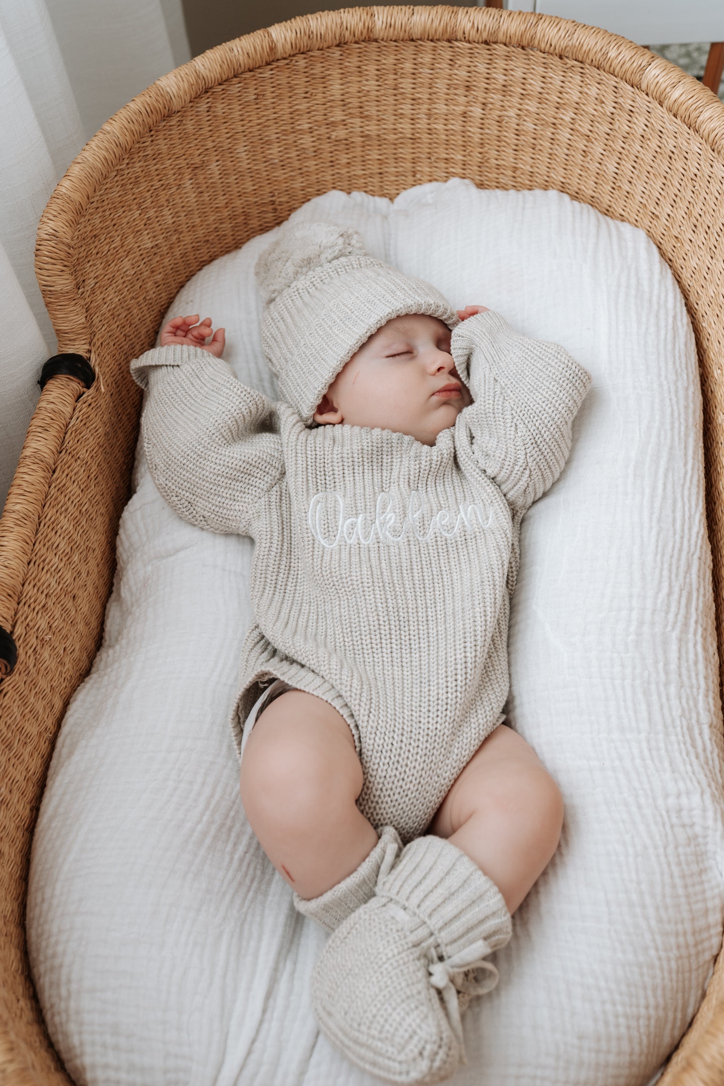 Novie Knit Romper - Oat Marle