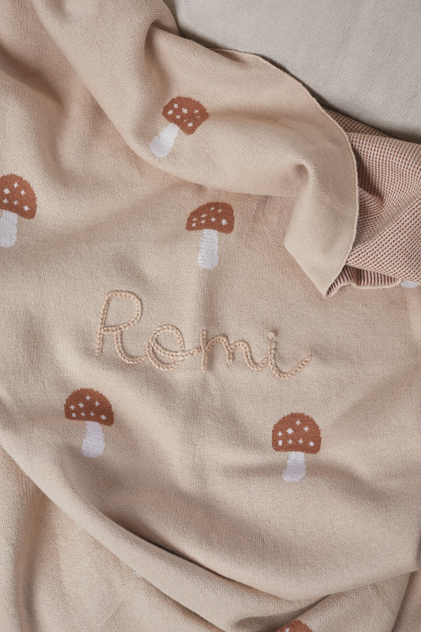 Hand Embroidered Mushroom Blanket