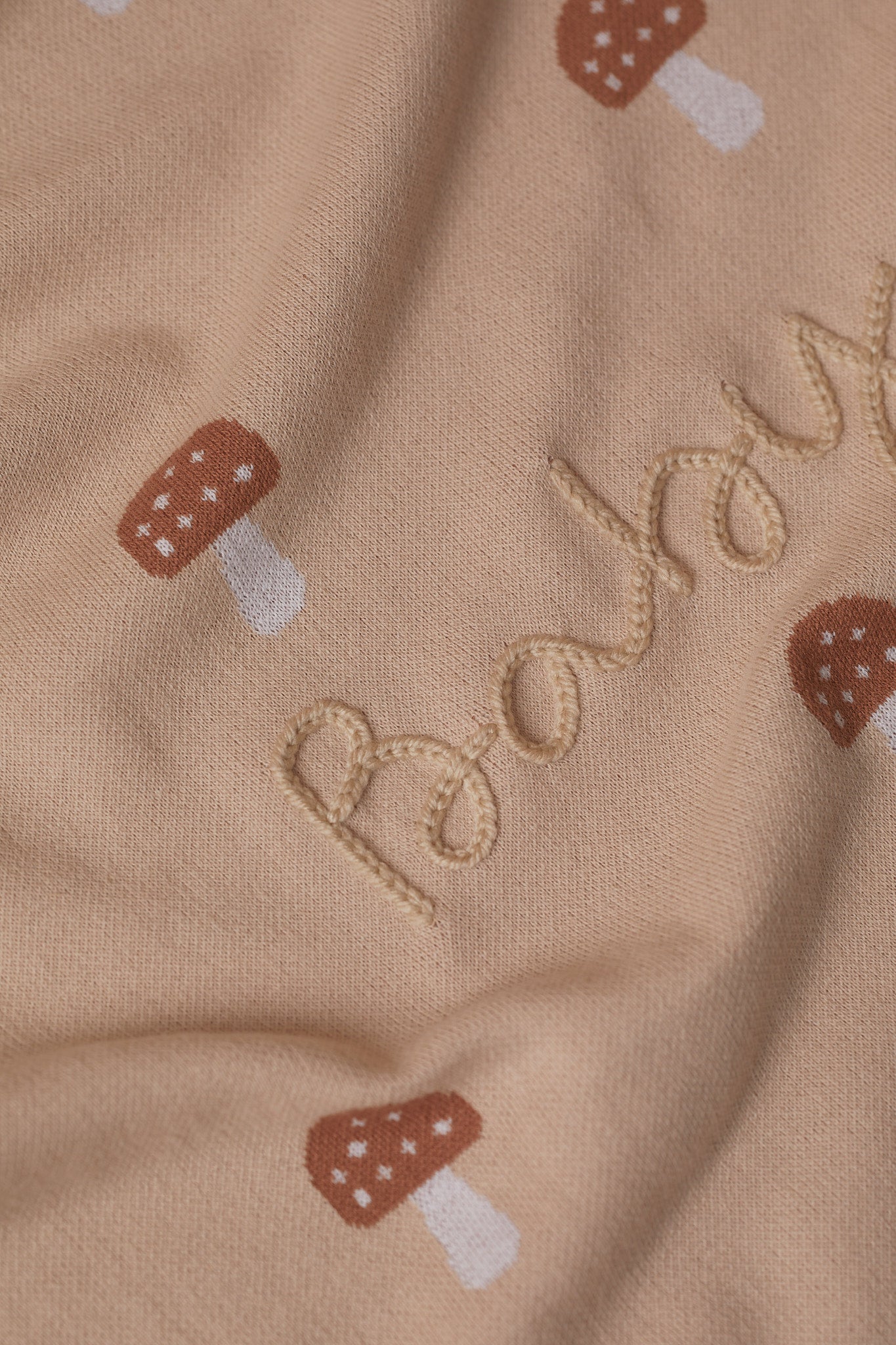 Hand Embroidered Mushroom Blanket
