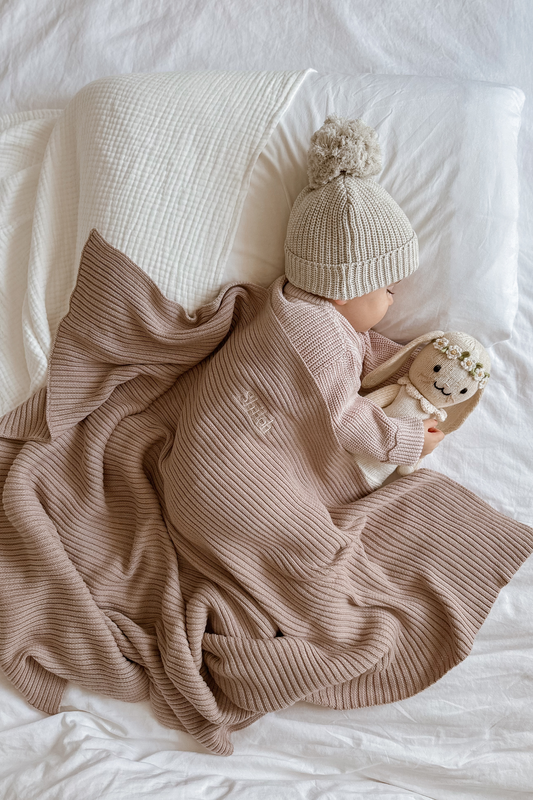 Novella Ribbed Knit Blanket - Vintage Dusk