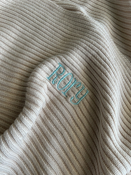 Novella Ribbed Knit Blanket - Beige