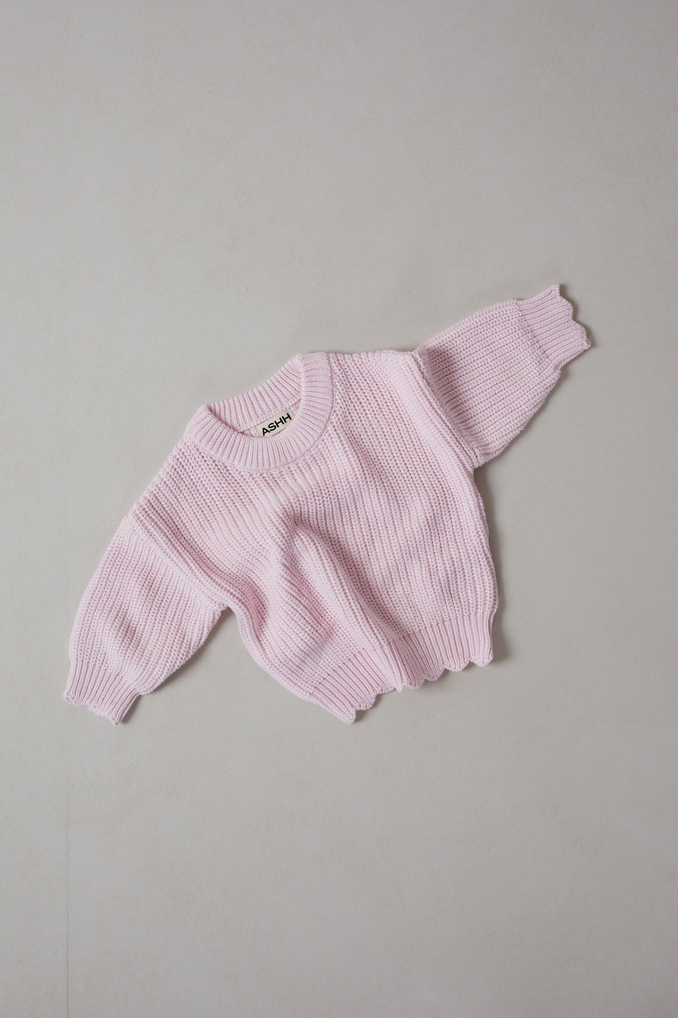 Hand Embroidered Initial Design Heritage Knit Sweater - Peony