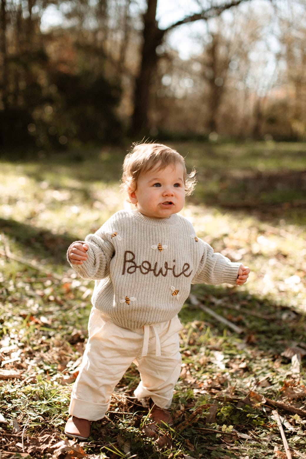 Hand Embroidered Heritage Knit Sweater - Oat Marle