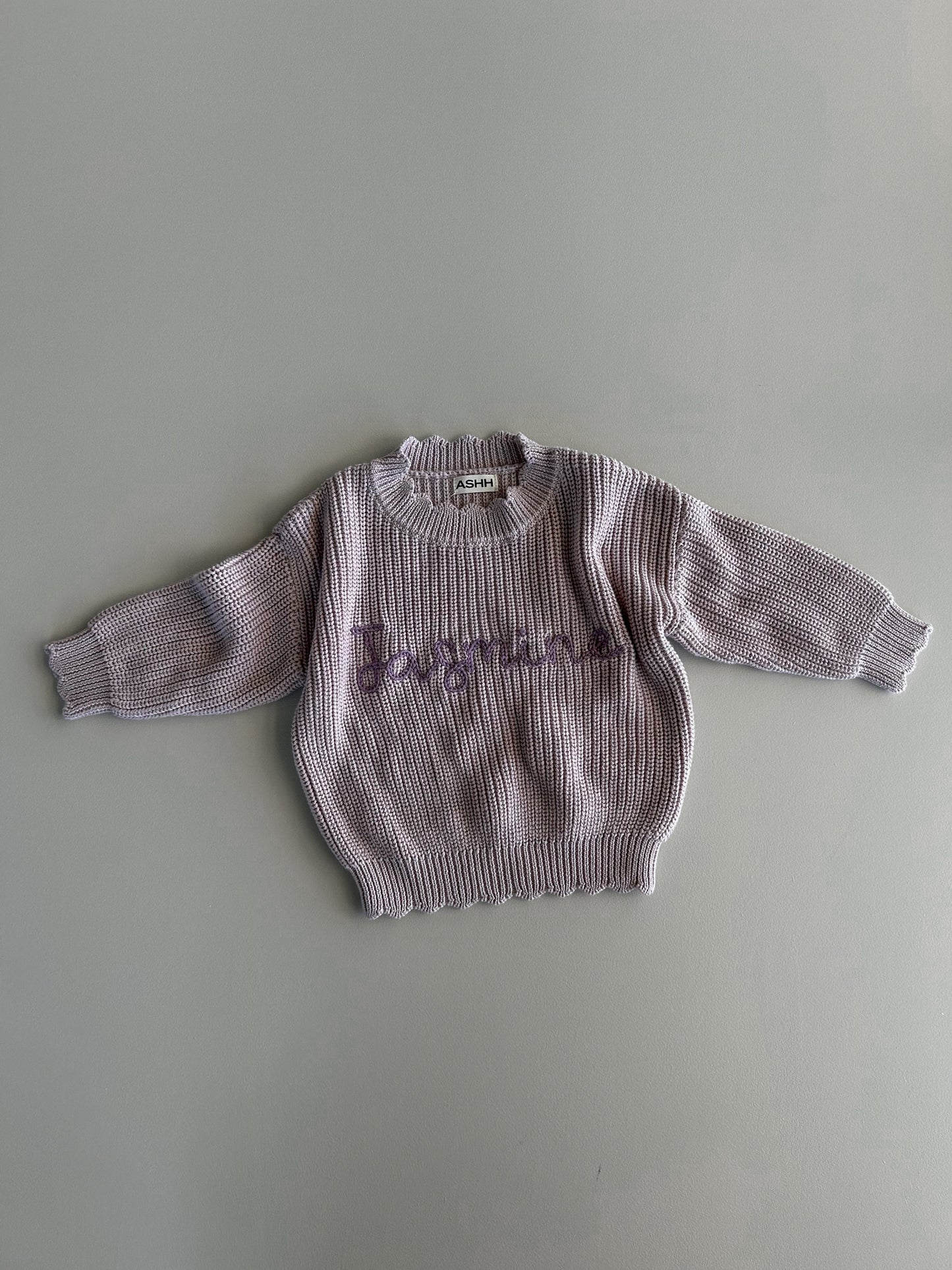 Hand Embroidered Sunday Knit Sweater - Plum