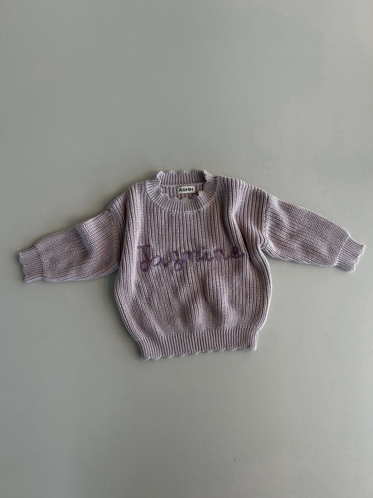 Hand Embroidered Sunday Knit Sweater - Plum