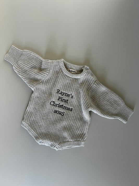 Novie Knit Romper - Oat Marle