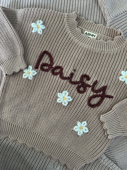 Hand Embroidered Sunday Knit Sweater - Vintage Dusk