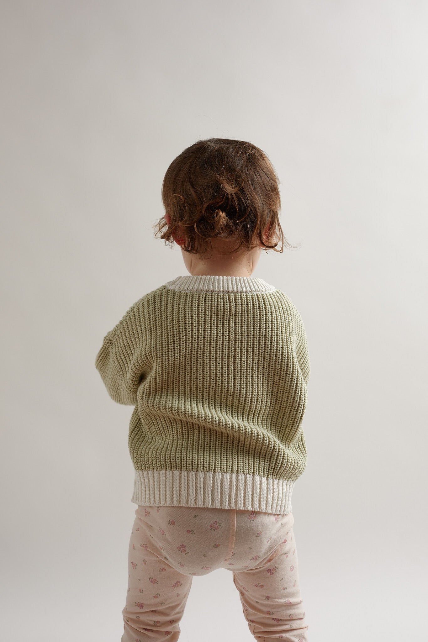 Hand Embroidered Initial Design Chunky Knit Sweater - Pistachio