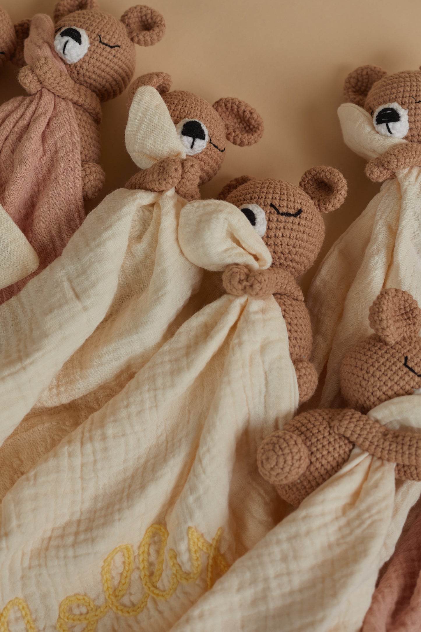 Hand Embroidered Cuddle Bear - Cream