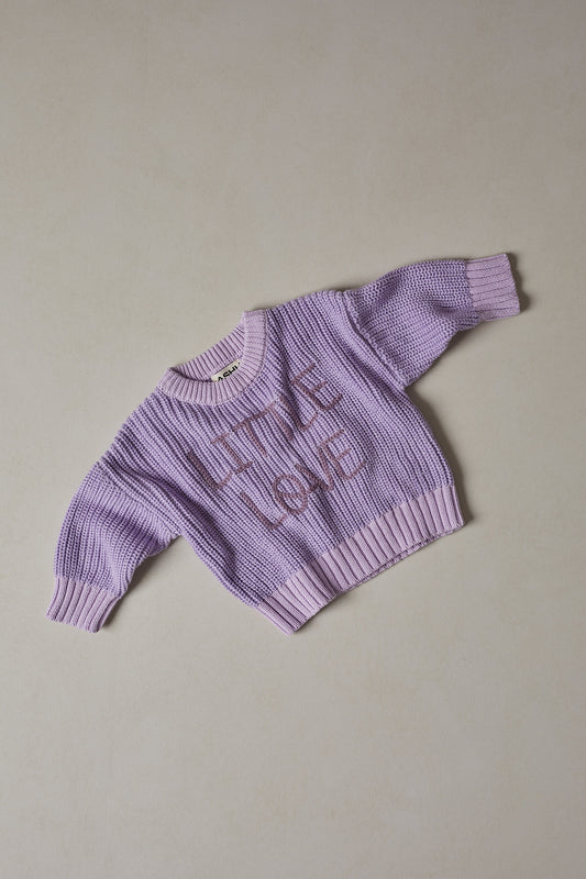 Hand Embroidered Chunky Knit Sweater - Wisteria