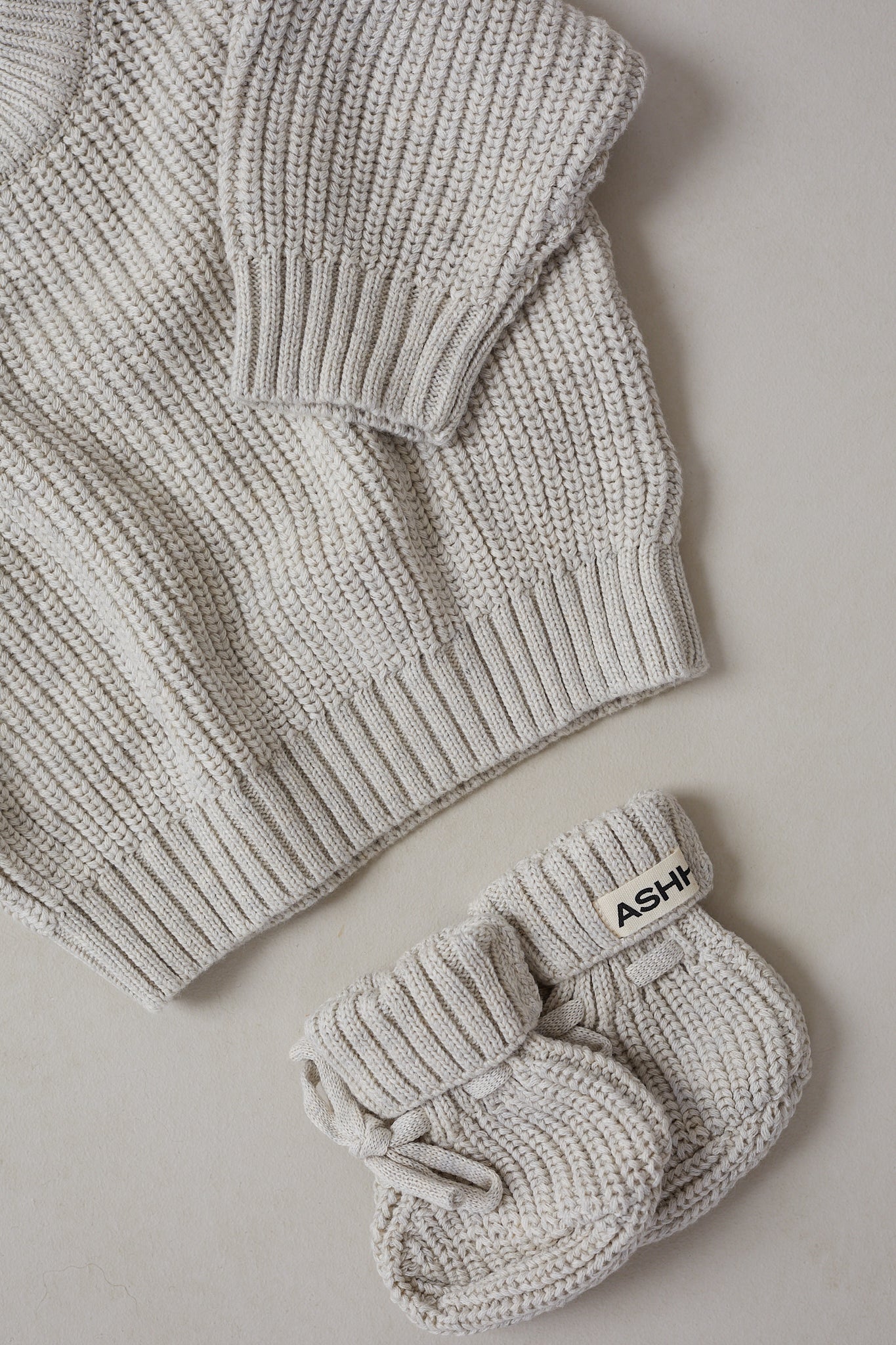 Hand Embroidered Initial Design Heritage Knit Sweater - Oat Marle