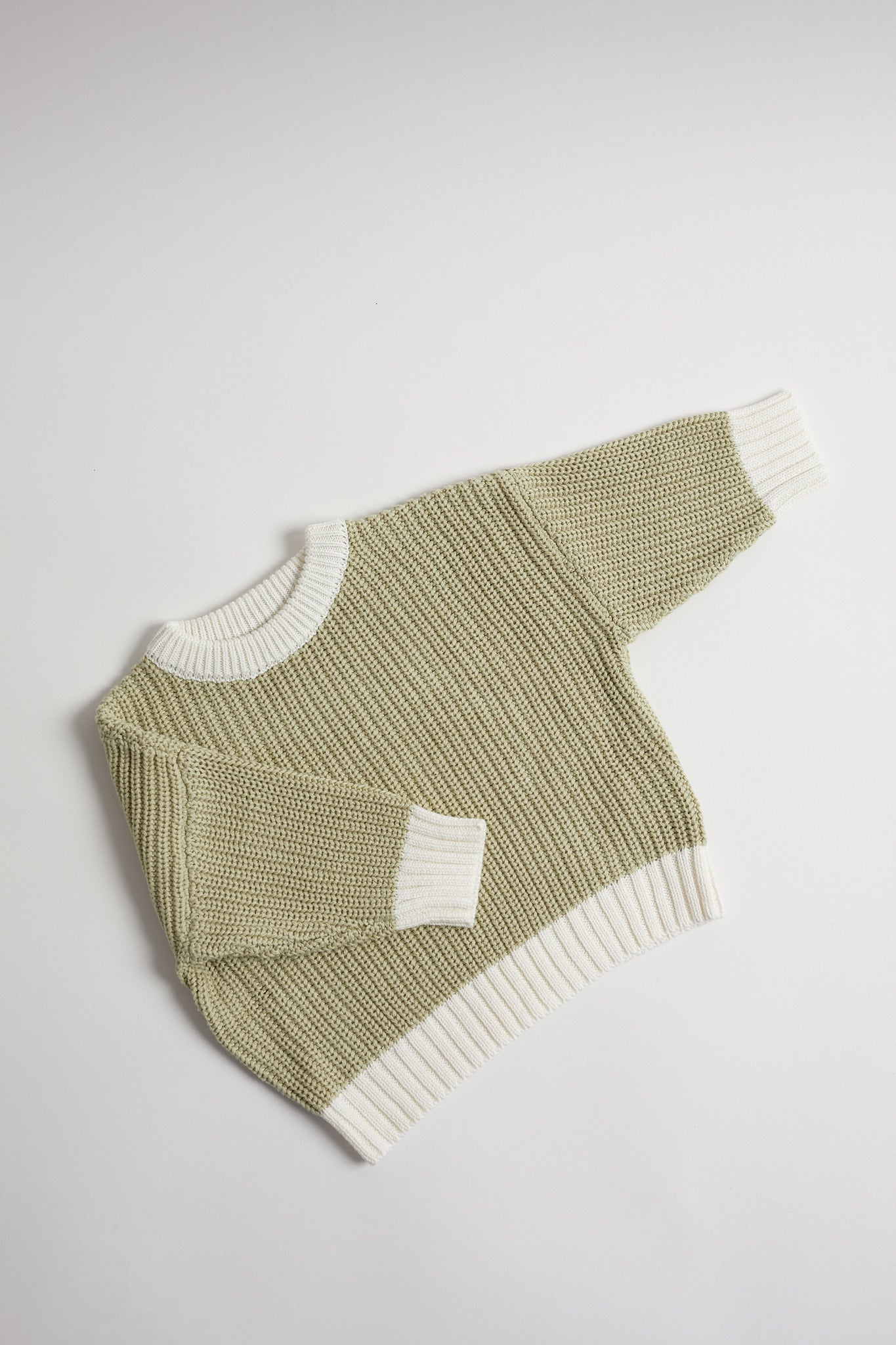 Hand Embroidered Initial Design Chunky Knit Sweater - Pistachio