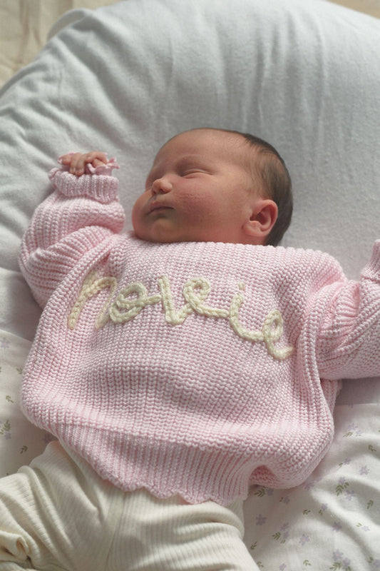 Hand Embroidered Heritage Knit Sweater - Peony