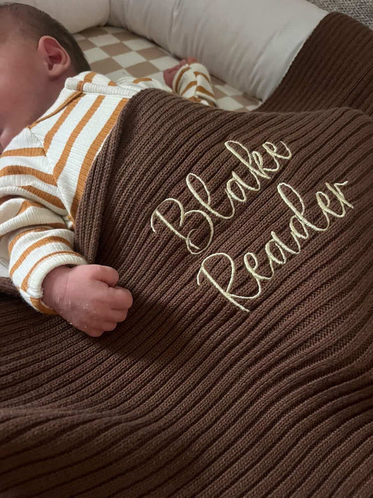 Novella Ribbed Knit Blanket - Chestnut