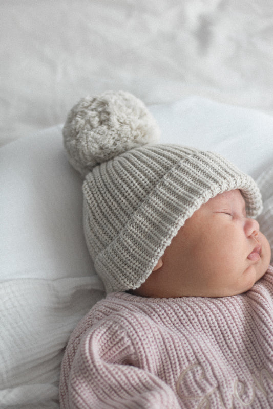Chunky Knit Beanie - Oat Marle