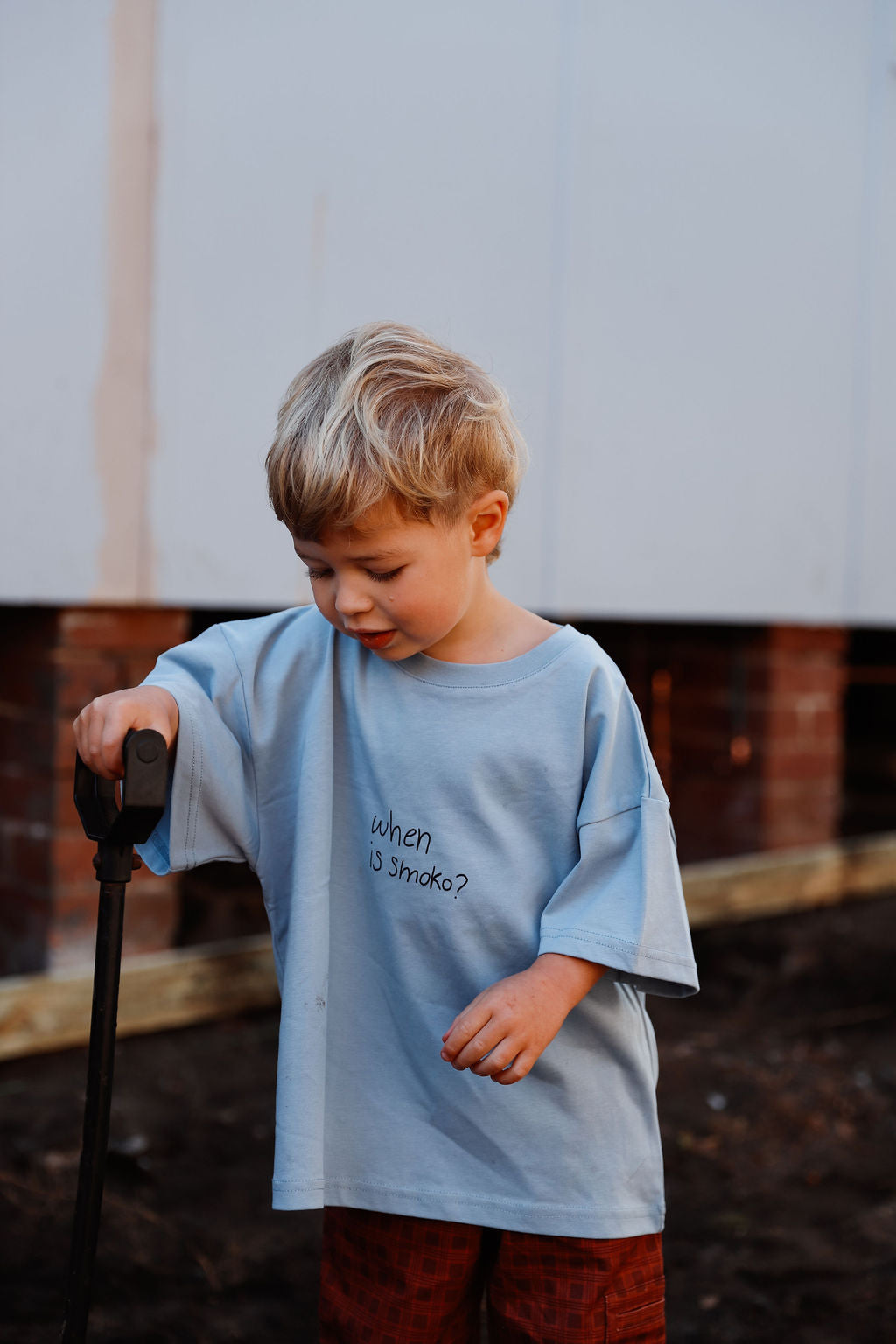 When is Smoko? Boxy Oversized Tee - Heritage Blue