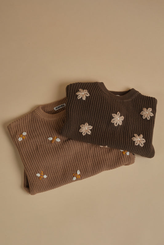 Little Daisies and Busy Bee Custom Oversized Knit Sweater