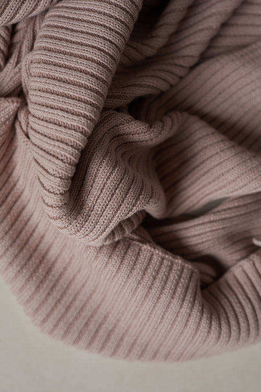 Hand Embroidered Novella Ribbed Knit Blanket - Vintage Dusk