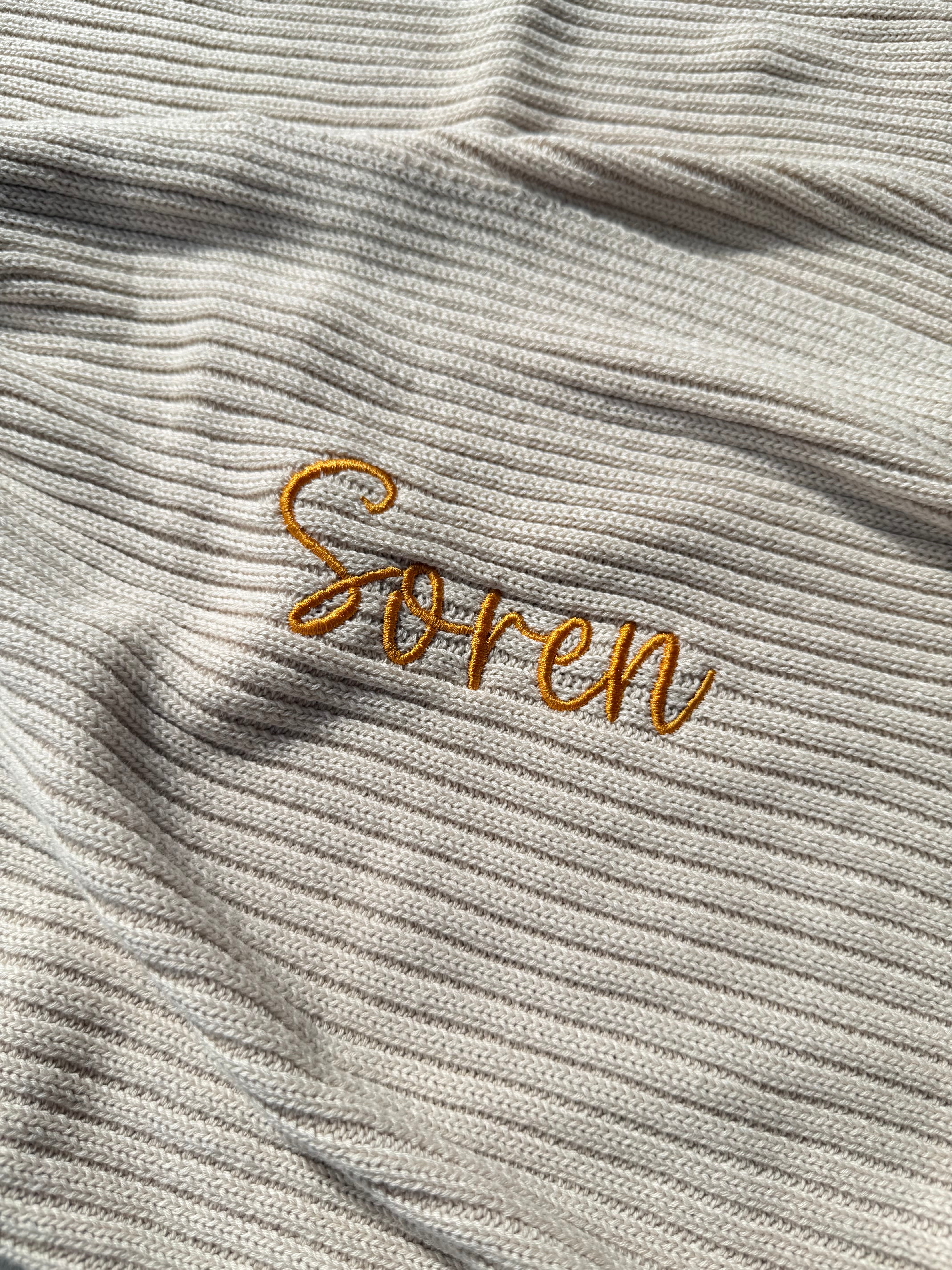 Novella Ribbed Knit Blanket - Beige