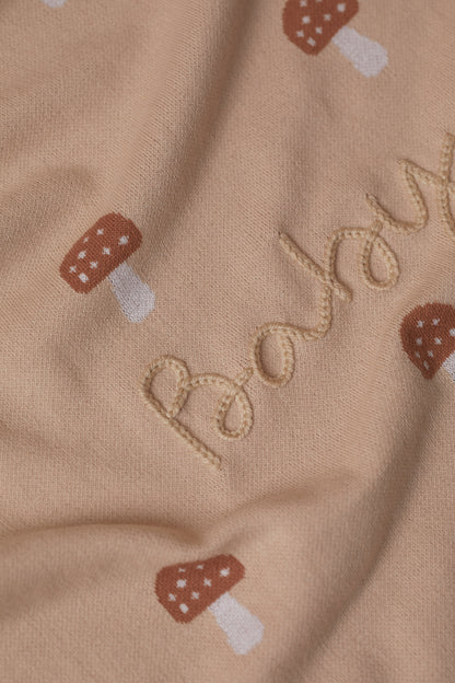 Hand Embroidered Mushroom Blanket