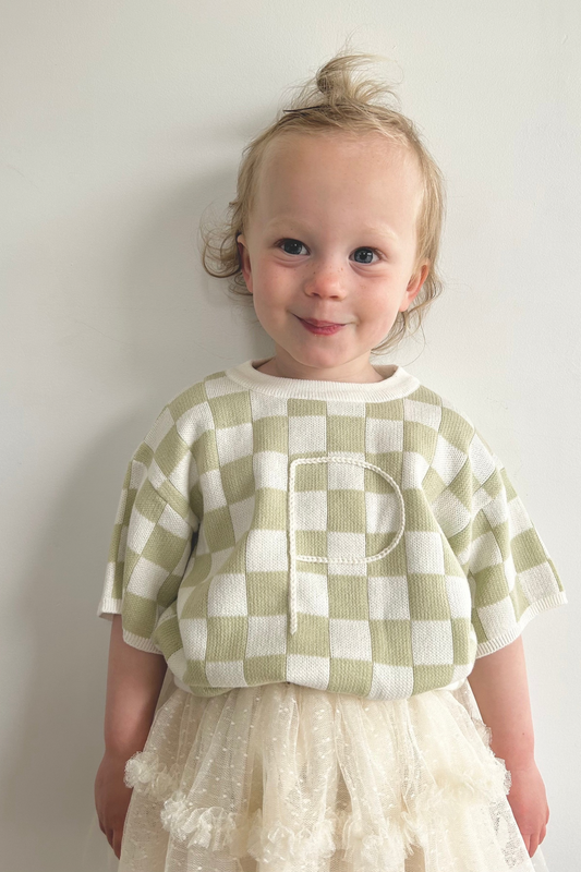 Hand Embroidered Knit Tee - Kiwi