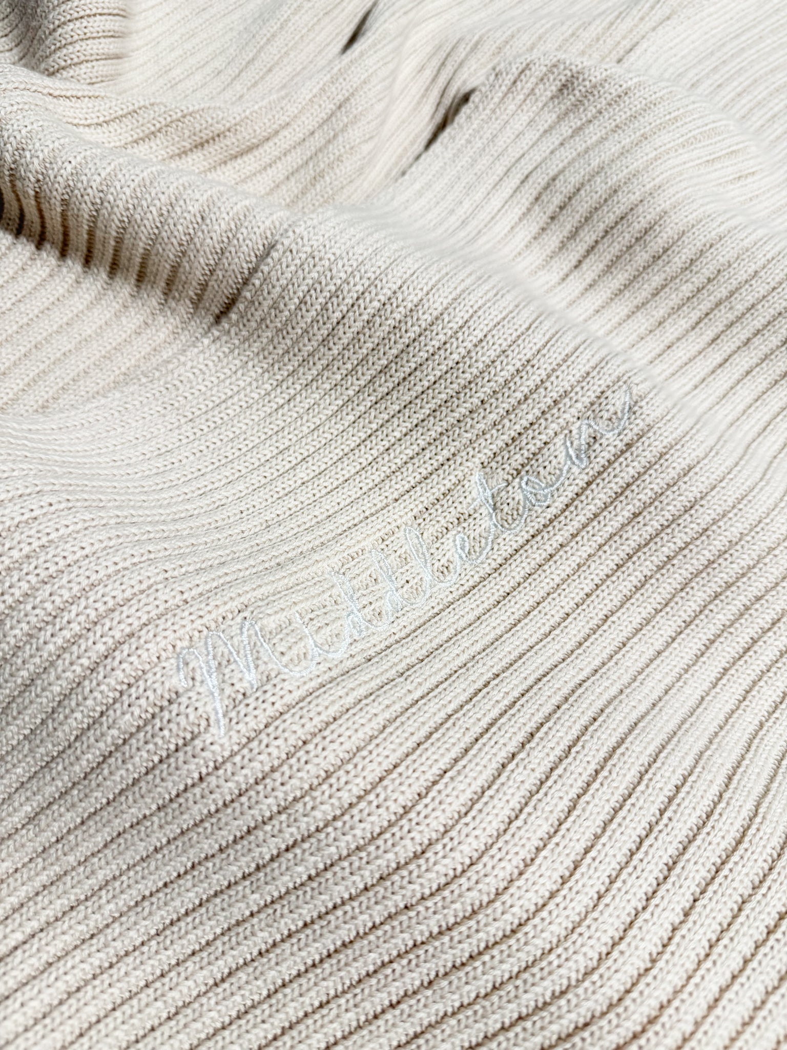 Novella Ribbed Knit Blanket - Beige