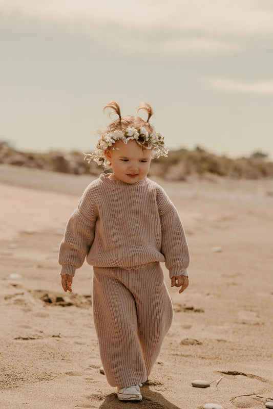 Hand Embroidered Sunday Knit Sweater - Vintage Dusk