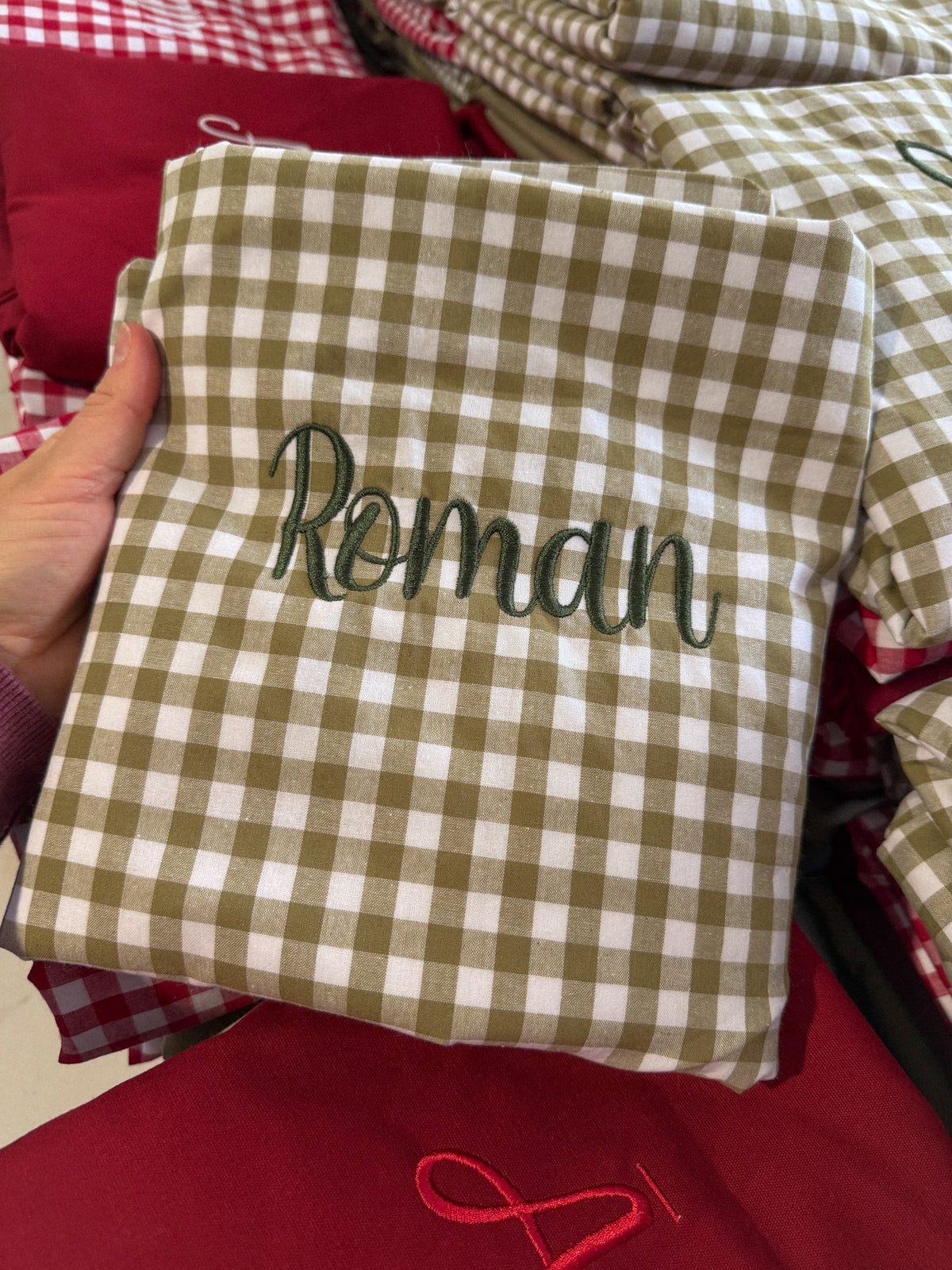 Heirloom Christmas Santa Sack - Pine Green Gingham