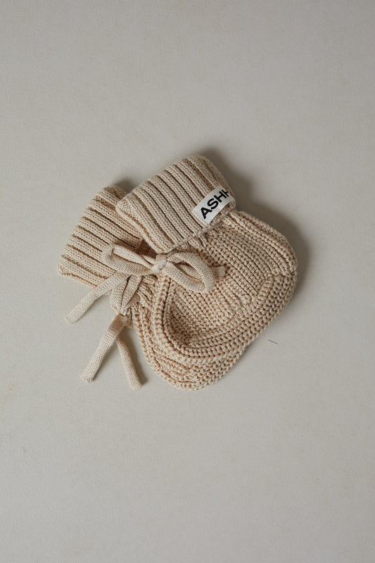 Chunky Knit Booties - Oak