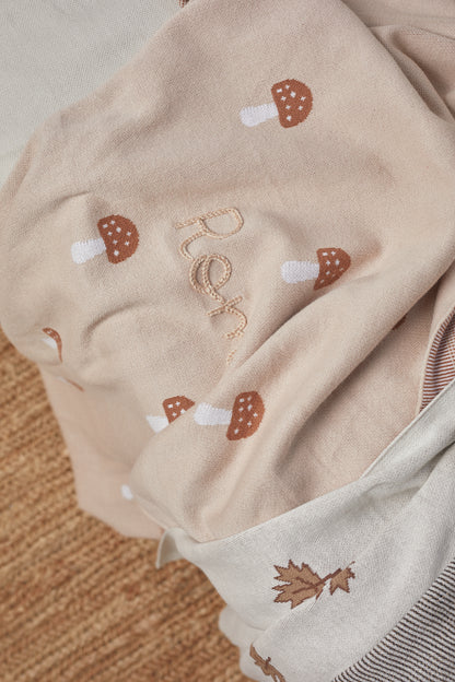 Hand Embroidered Mushroom Blanket