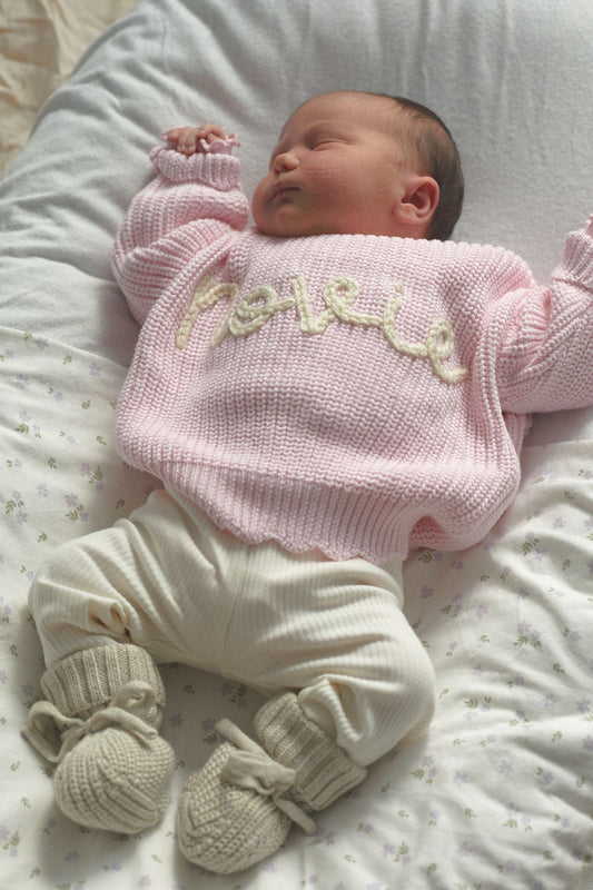 Hand Embroidered Heritage Knit Sweater - Peony