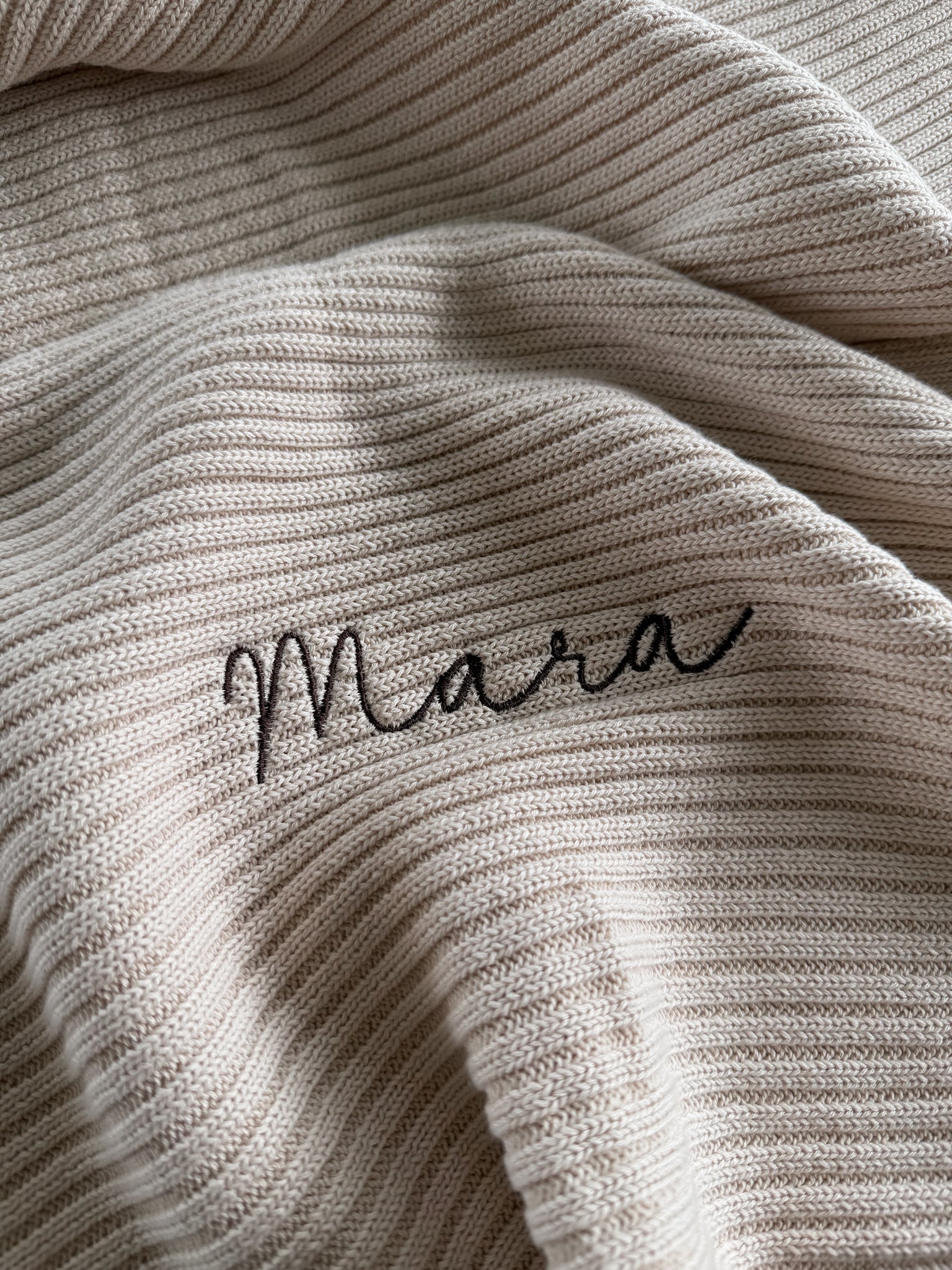 Novella Ribbed Knit Blanket - Beige