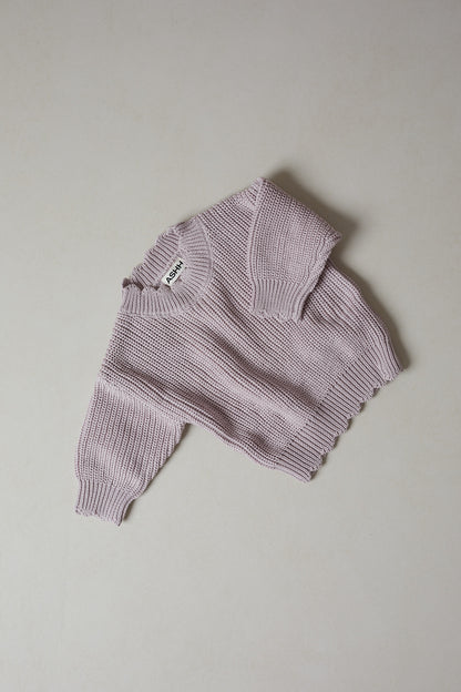 Hand Embroidered Initial Design Sunday Knit Sweater - Plum