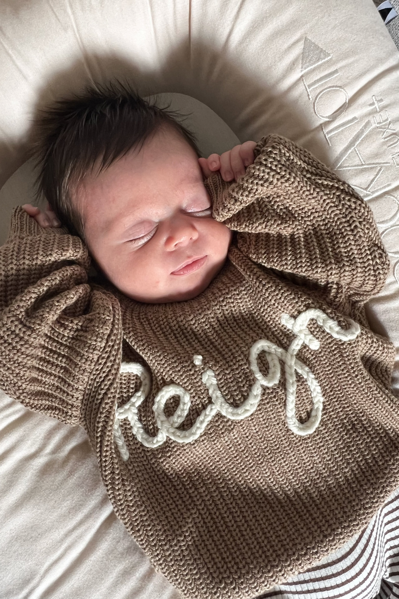 Hand Embroidered Oversized Knit Sweater - Mocha