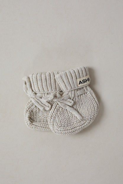 Chunky Knit Booties - Oat Marle