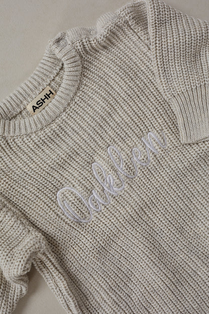 Novie Knit Romper - Oat Marle