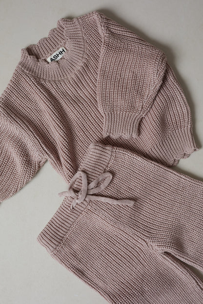 Hand Embroidered Initial Design Sunday Knit Sweater - Vintage Dusk