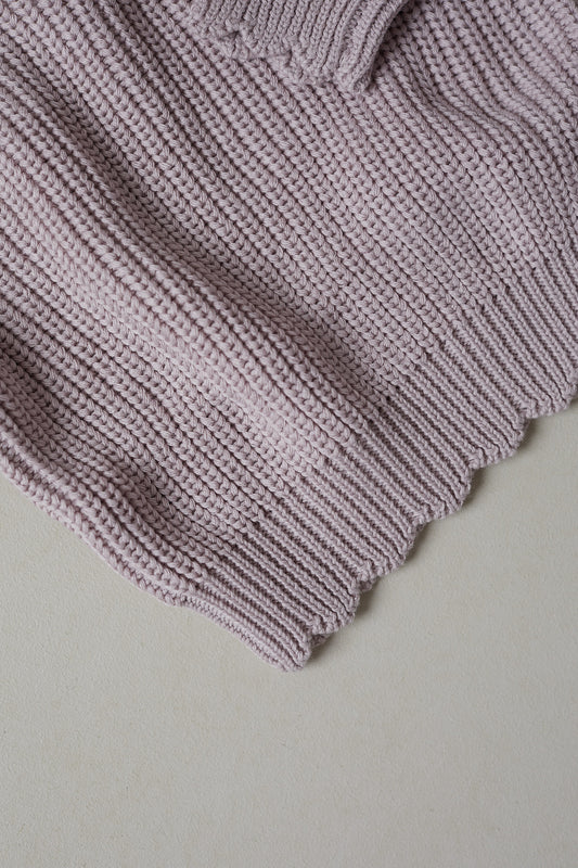 Hand Embroidered Initial Design Sunday Knit Sweater - Plum
