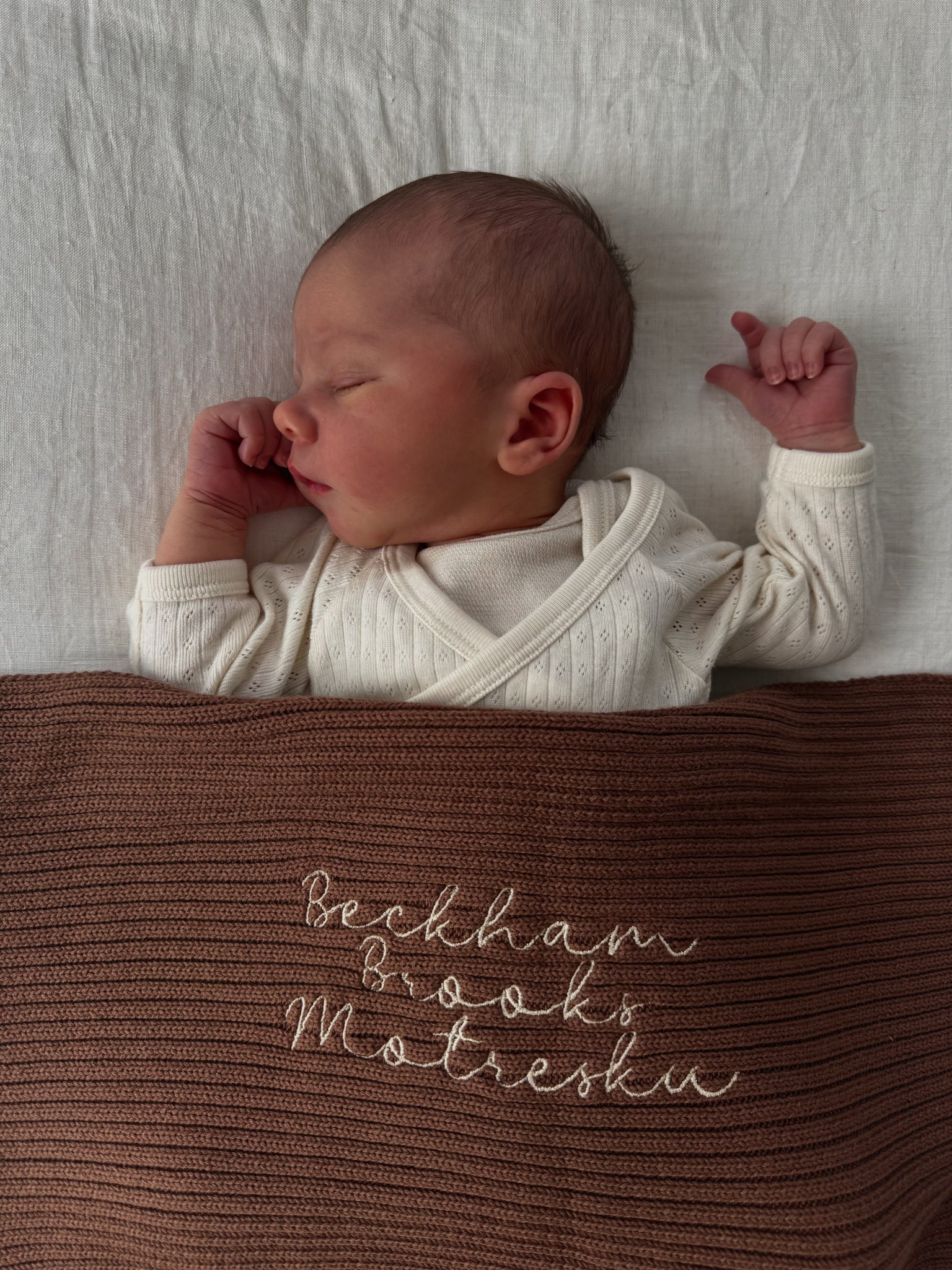 Novella Ribbed Knit Blanket - Chestnut