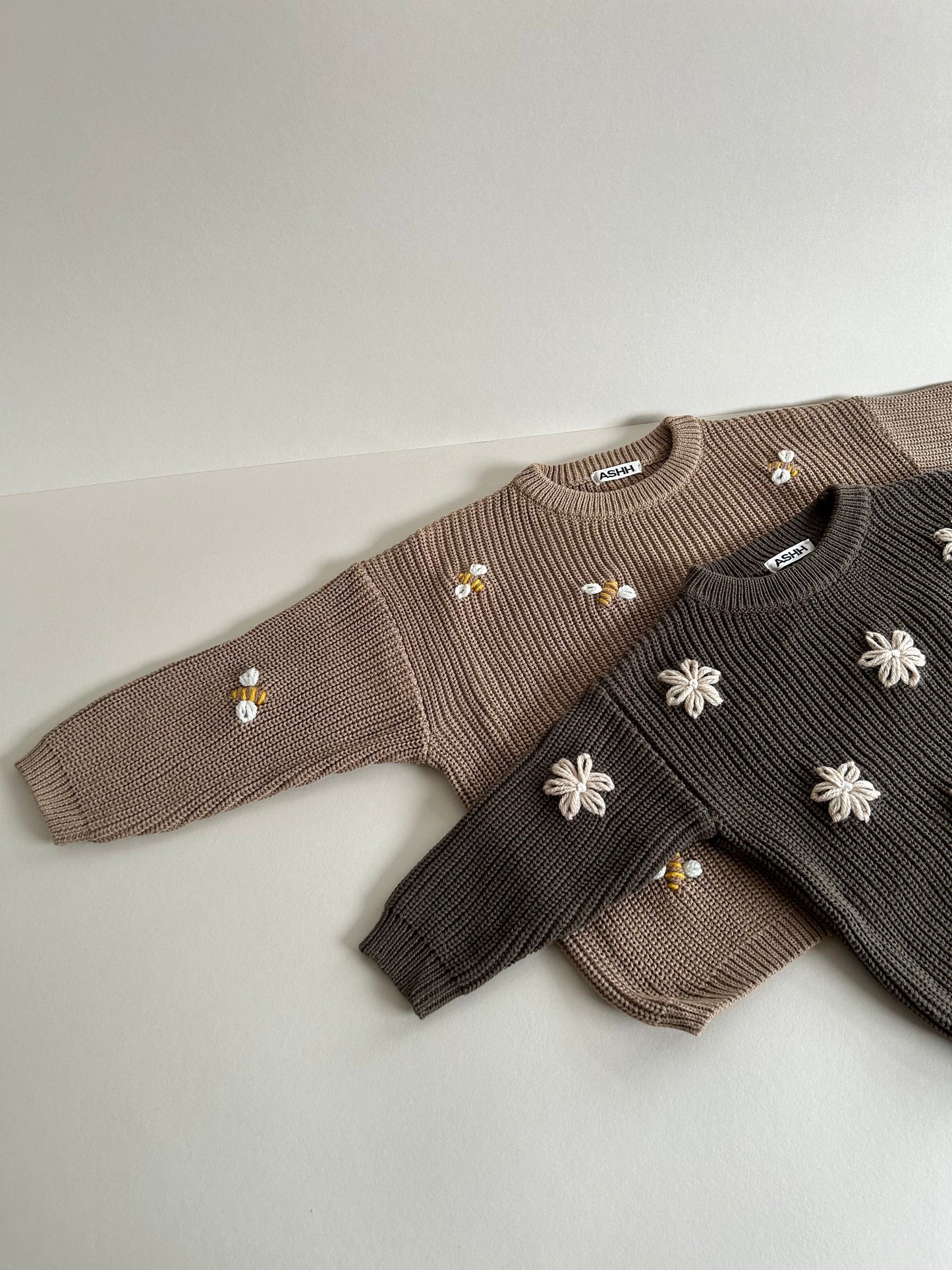 Little Daisies and Busy Bee Custom Oversized Knit Sweater