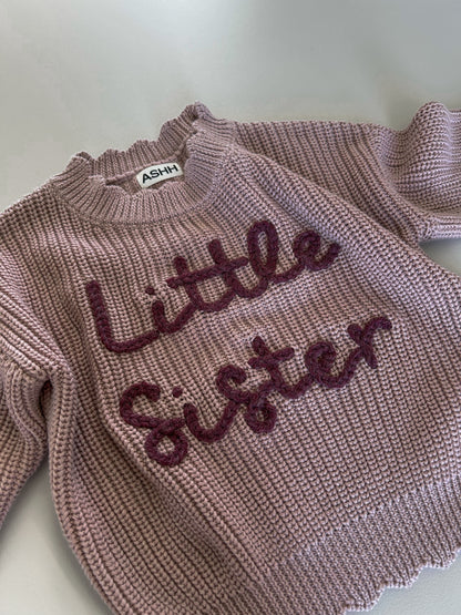 Hand Embroidered Sunday Knit Sweater - Vintage Dusk