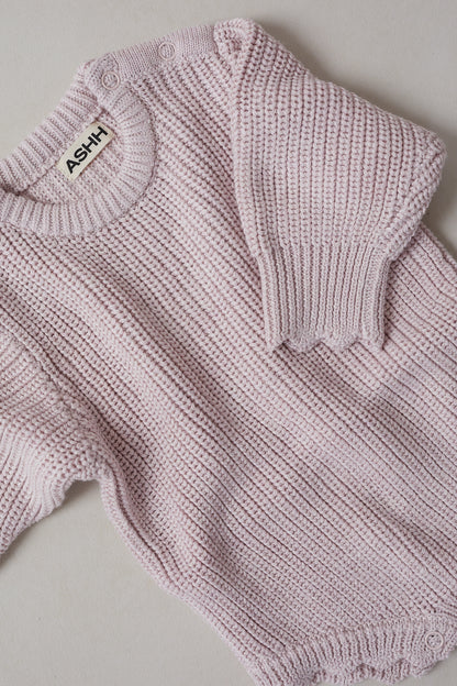 Hand Embroidered Novie Knit Romper - Dusk