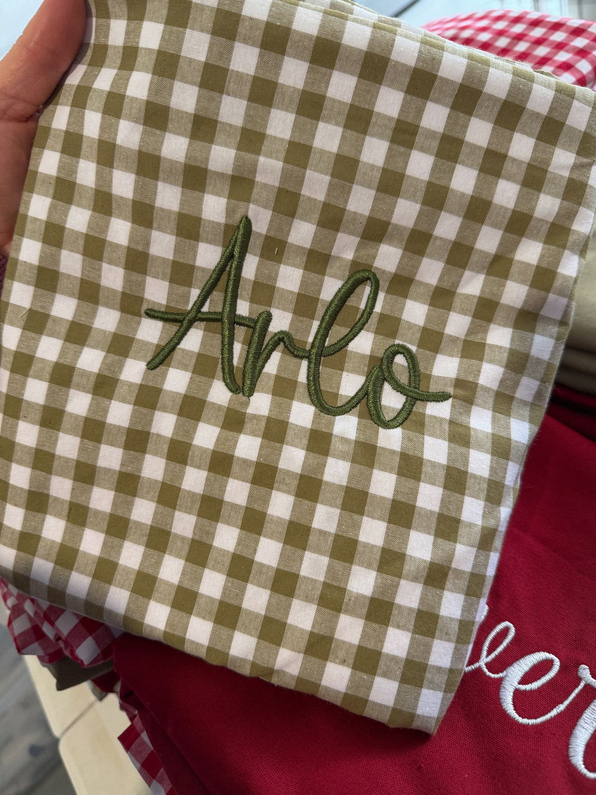 Heirloom Christmas Santa Sack - Pine Green Gingham