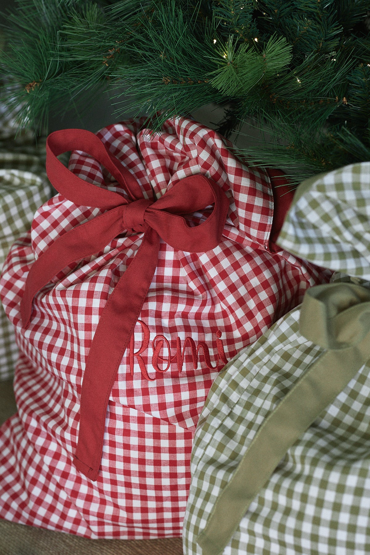 Heirloom Christmas Santa Sack - Candy Cane Gingham