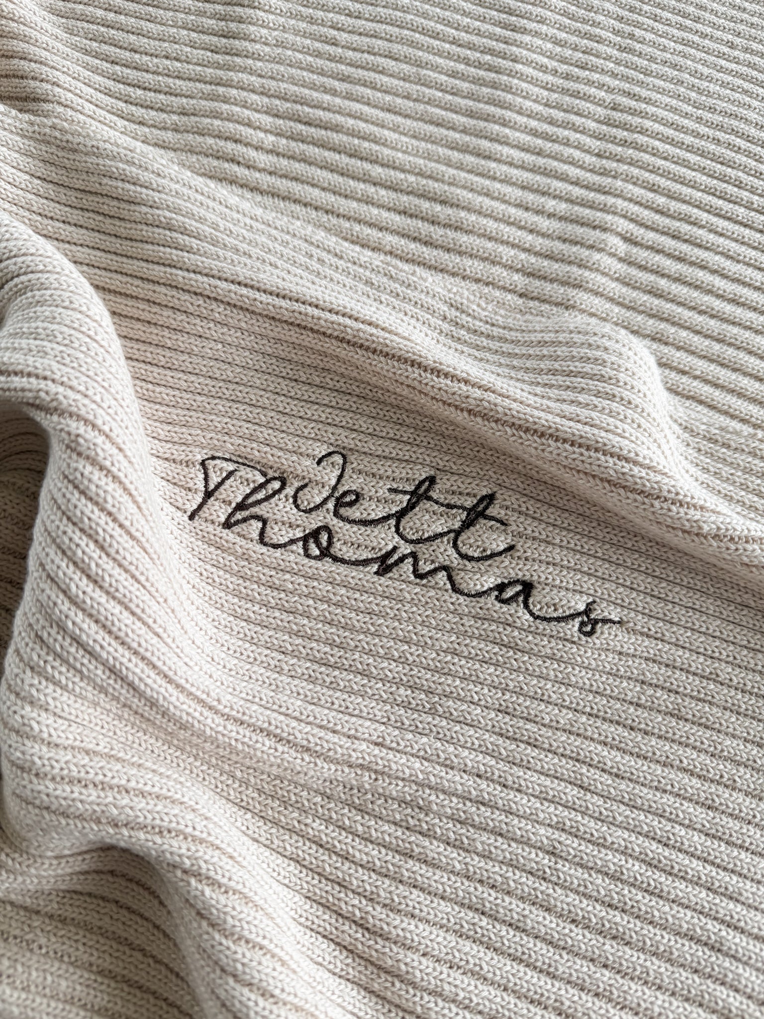 Novella Ribbed Knit Blanket - Beige