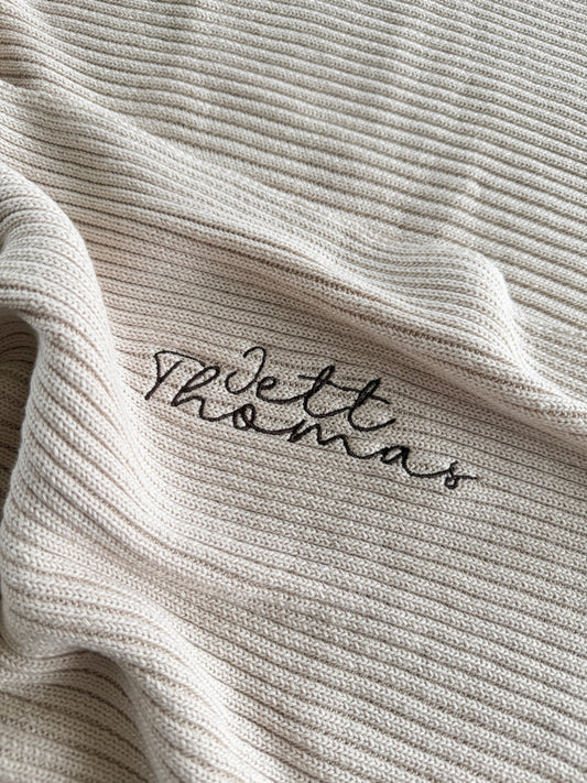 Novella Ribbed Knit Blanket - Beige
