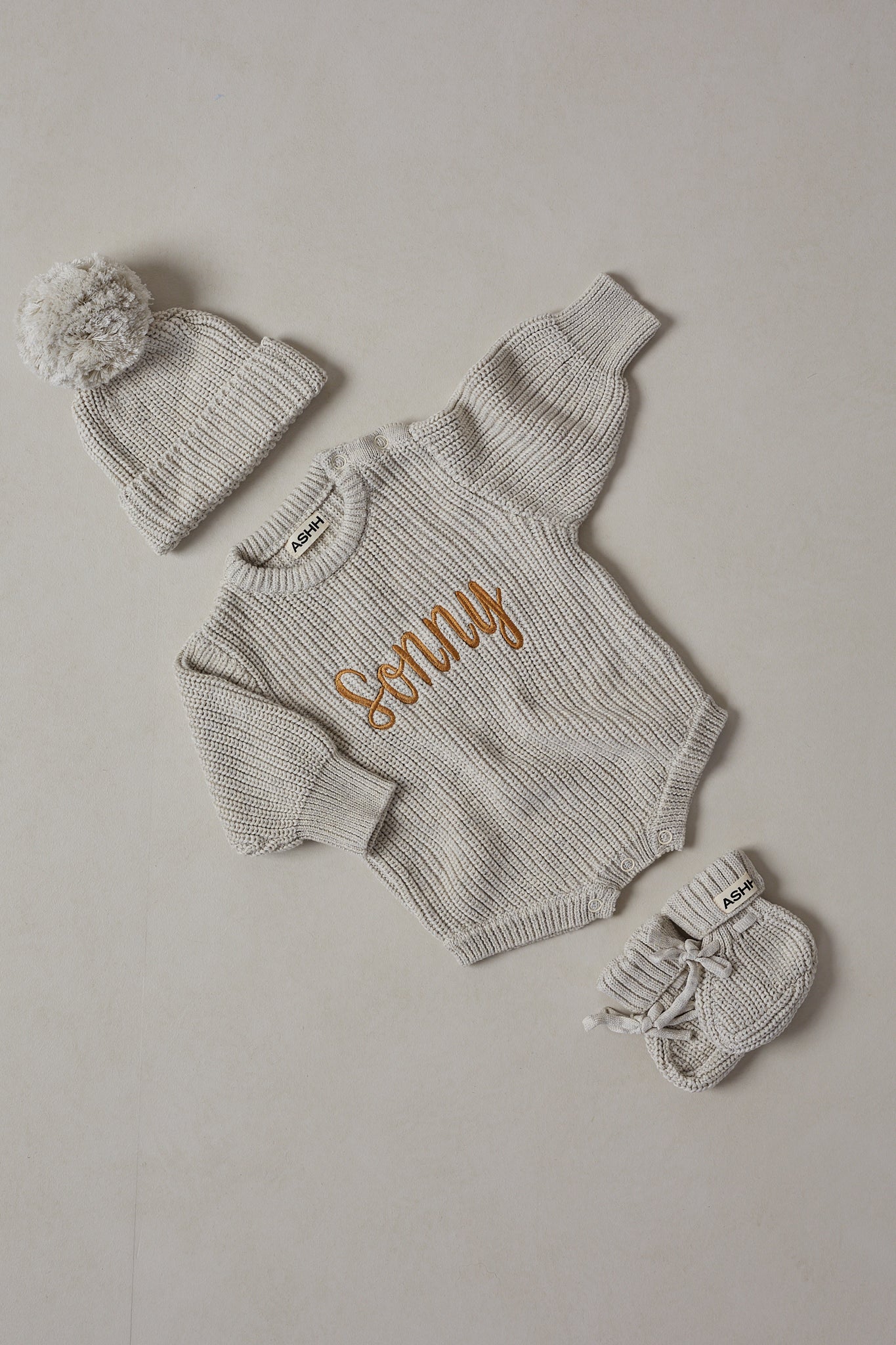 Novie Knit Romper - Oat Marle