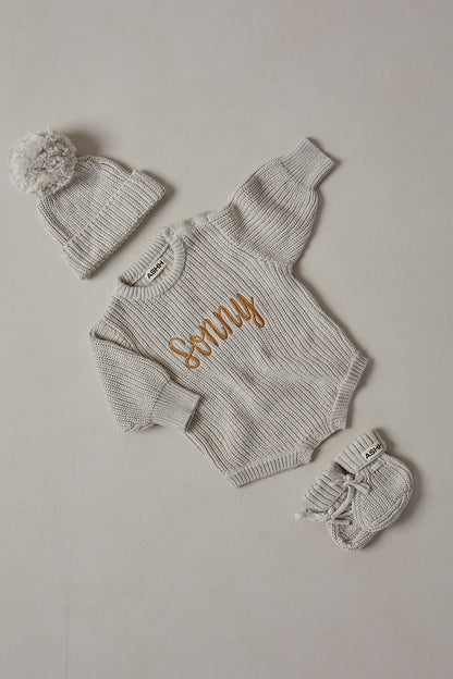 Novie Knit Romper - Oat Marle