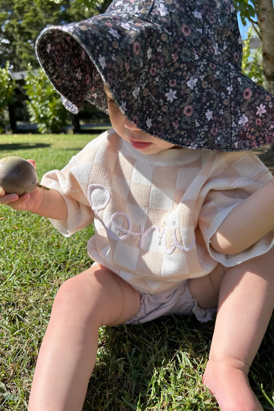Hand Embroidered Knit Tee - Blush